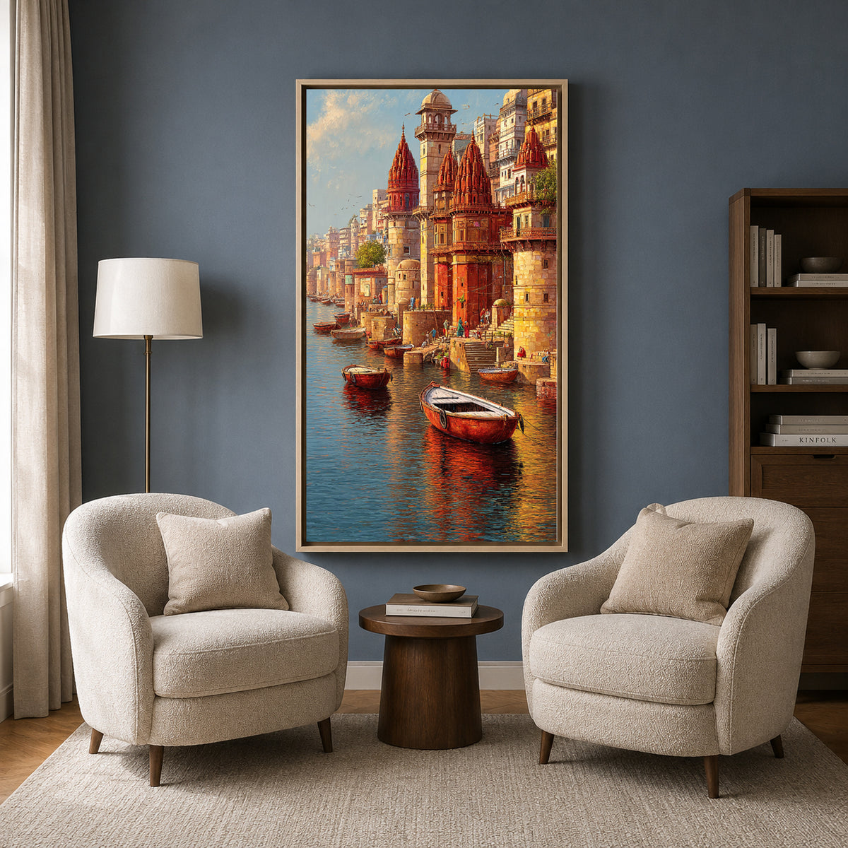 Banaras Ghats Painting Canvas Wall Art for Home Decor