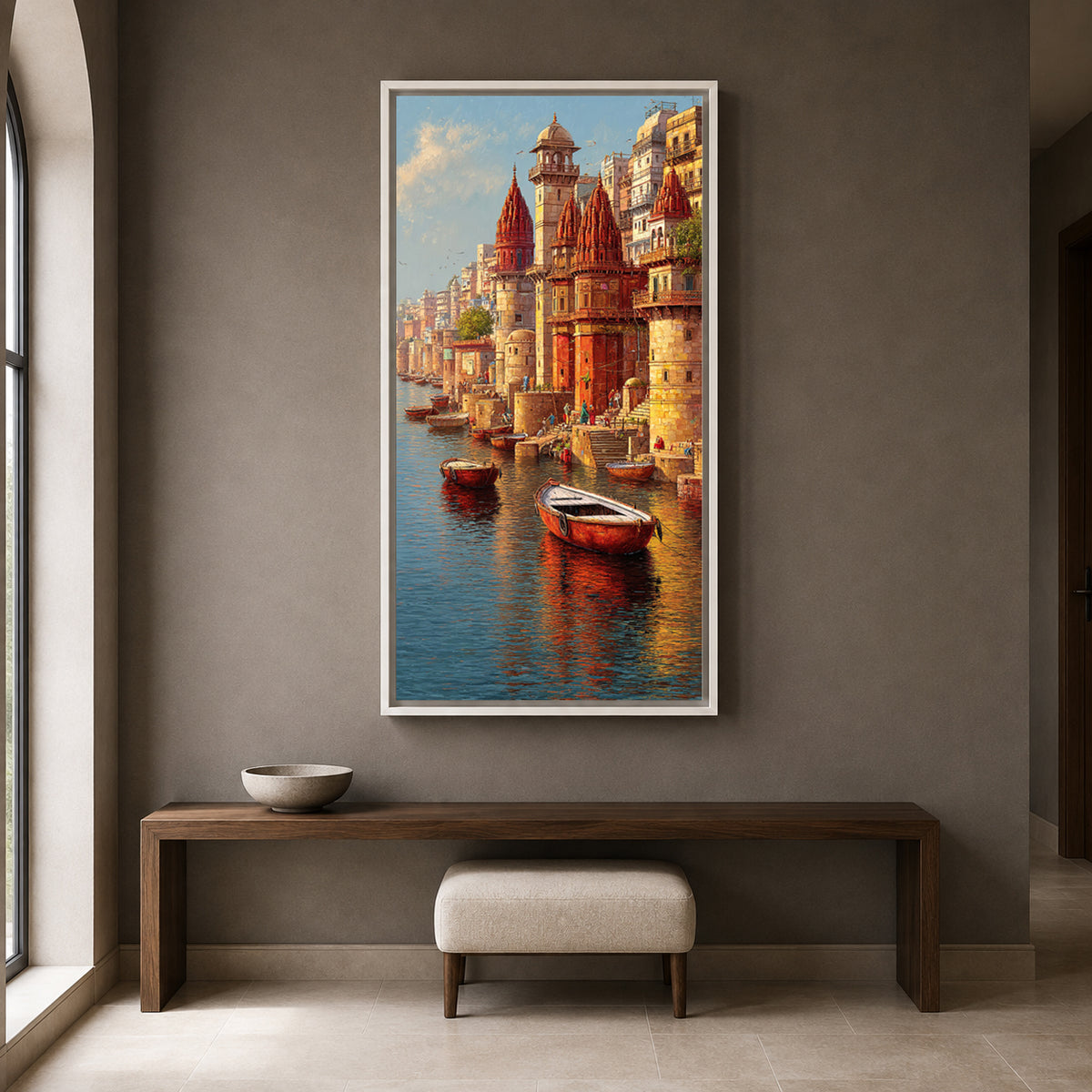 Banaras Ghats Painting Canvas Wall Art for Home Decor