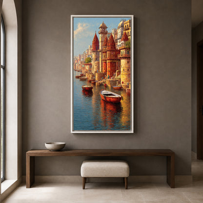 Banaras Ghats Painting Canvas Wall Art for Home Decor