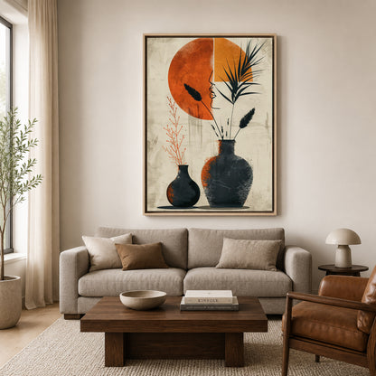 Abstract Boho Vase Wall Art Canvas Painting for Modern Home Decor