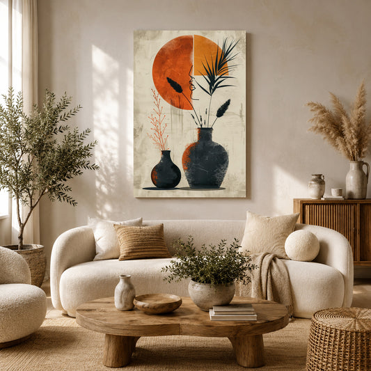 Abstract Boho Vase Wall Ar