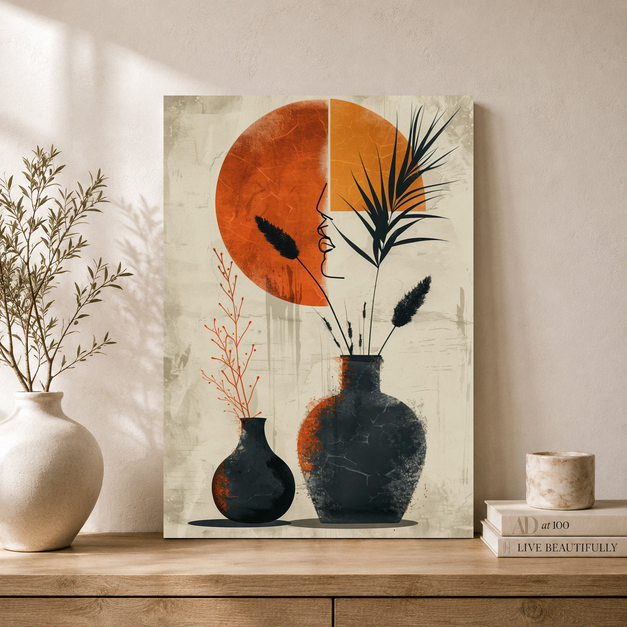 Abstract Boho Vase Wall Ar