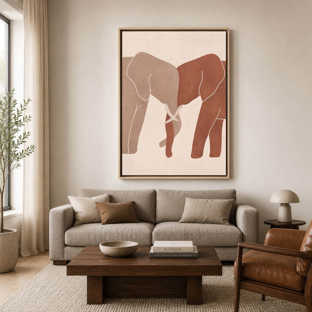 Boho Canvas Painting Minimalist Elephant Wall Art for Home Decor