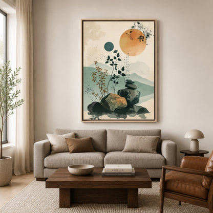 Boho Wall Art Painting Zen Stone Canvas for Home Wall Decor