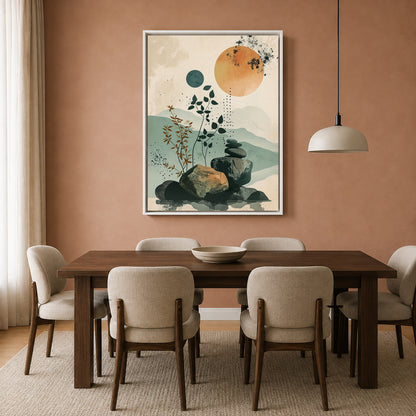 Boho Wall Art Painting Zen Stone Canvas for Home Wall Decor