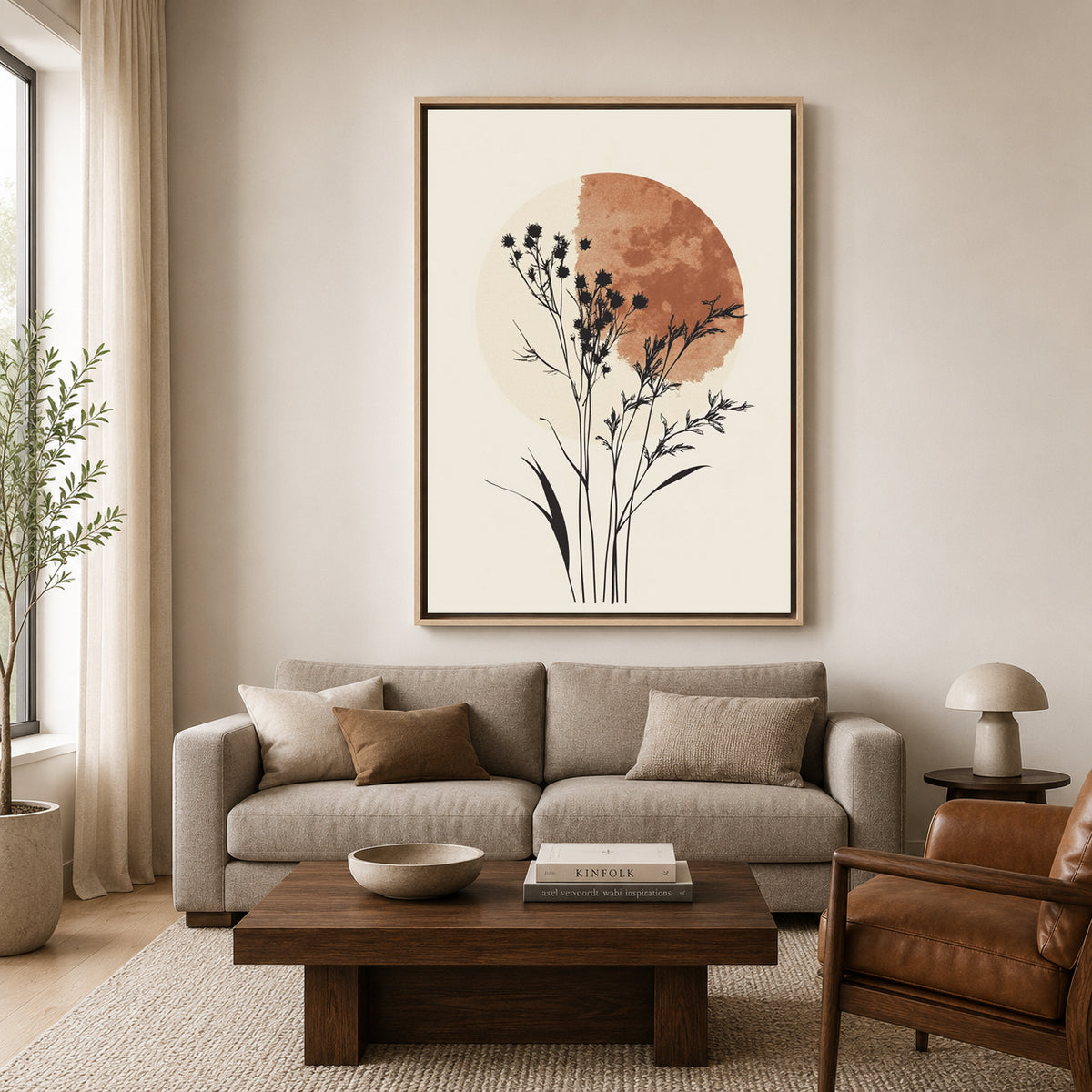 Boho Wall Art Painting Minimalist Botanical Canvas for Home Decor
