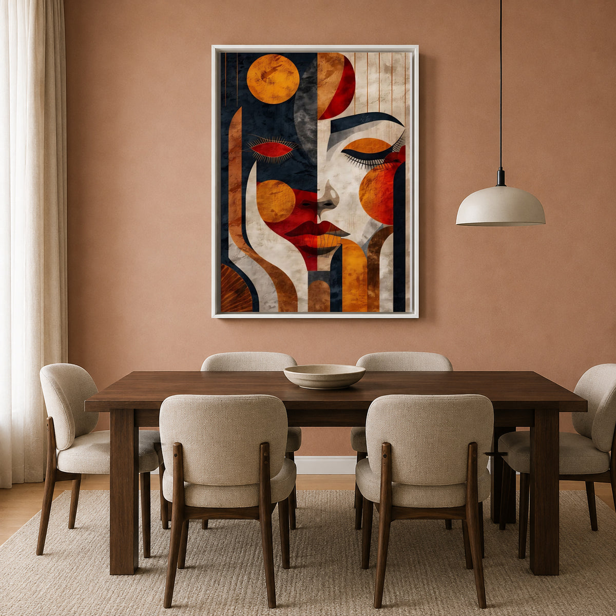 Boho Wall Art Painting Abstract Face Canvas for Home Wall Decor