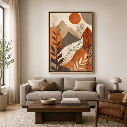 Boho Wall Art Painting Abstract Mountain Canvas for Home Decor