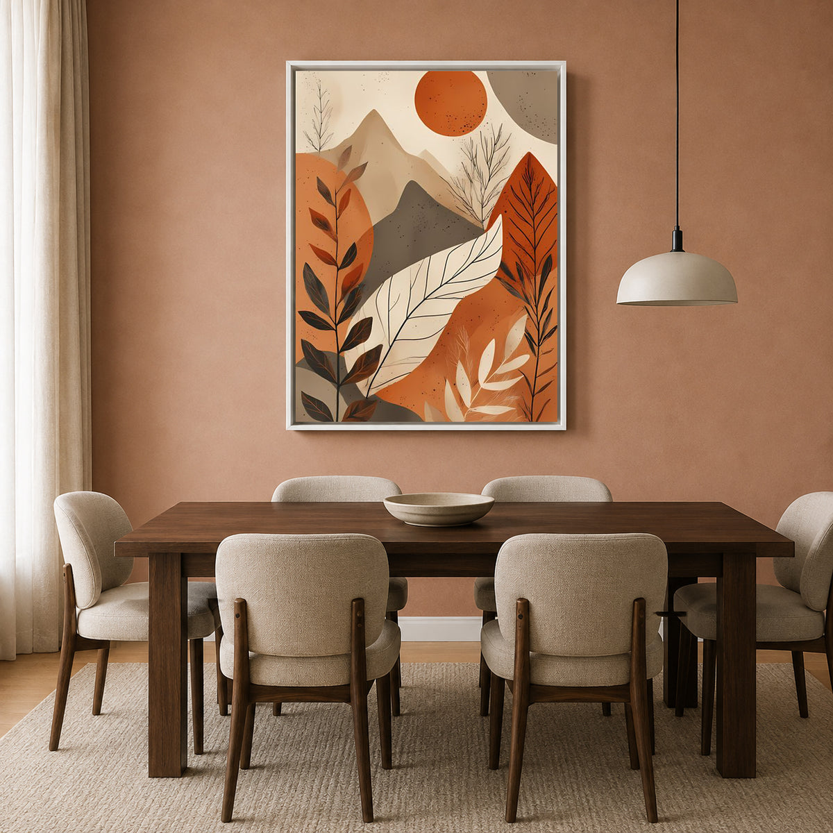 Boho Wall Art Painting Abstract Mountain Canvas for Home Decor