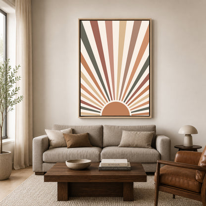 Boho Wall Art Painting Abstract Sunburst Canvas Wall Decor Art