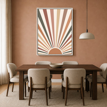 Boho Wall Art Painting Abstract Sunburst Canvas Wall Decor Art