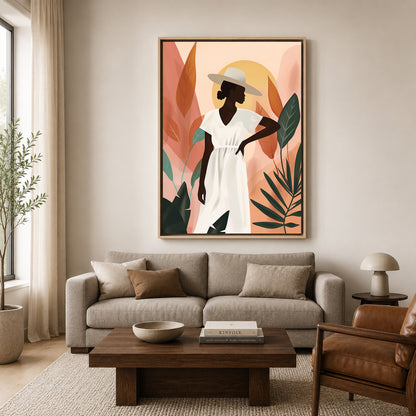 Boho Wall Art Painting Elegant Woman Canvas Wall Decor Artwork