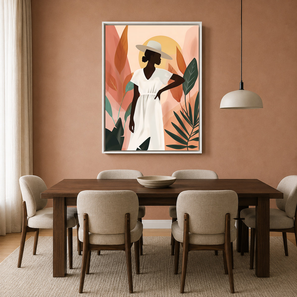Boho Wall Art Painting Elegant Woman Canvas Wall Decor Artwork