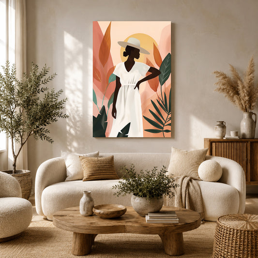 Boho Wall Art Painting Elegant Woman Canvas Wall Decor Artwork