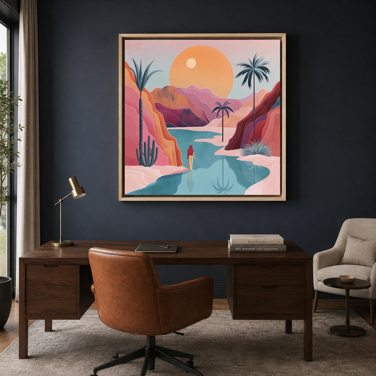 Boho Wall Art Painting Desert Oasis Canvas for Home Wall Decor