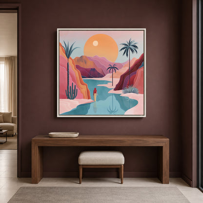 Boho Wall Art Painting Desert Oasis Canvas for Home Wall Decor