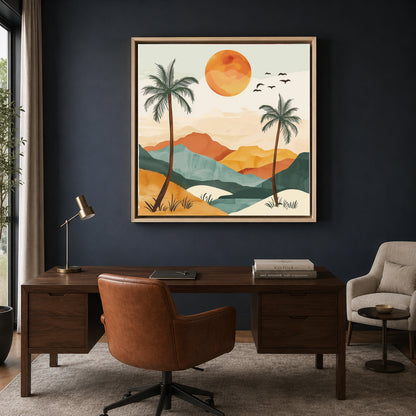 Boho Wall Art Painting Tropical Sunset Canvas for Home Wall Decor