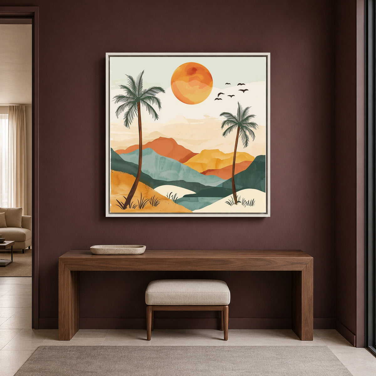 Boho Wall Art Painting Tropical Sunset Canvas for Home Wall Decor