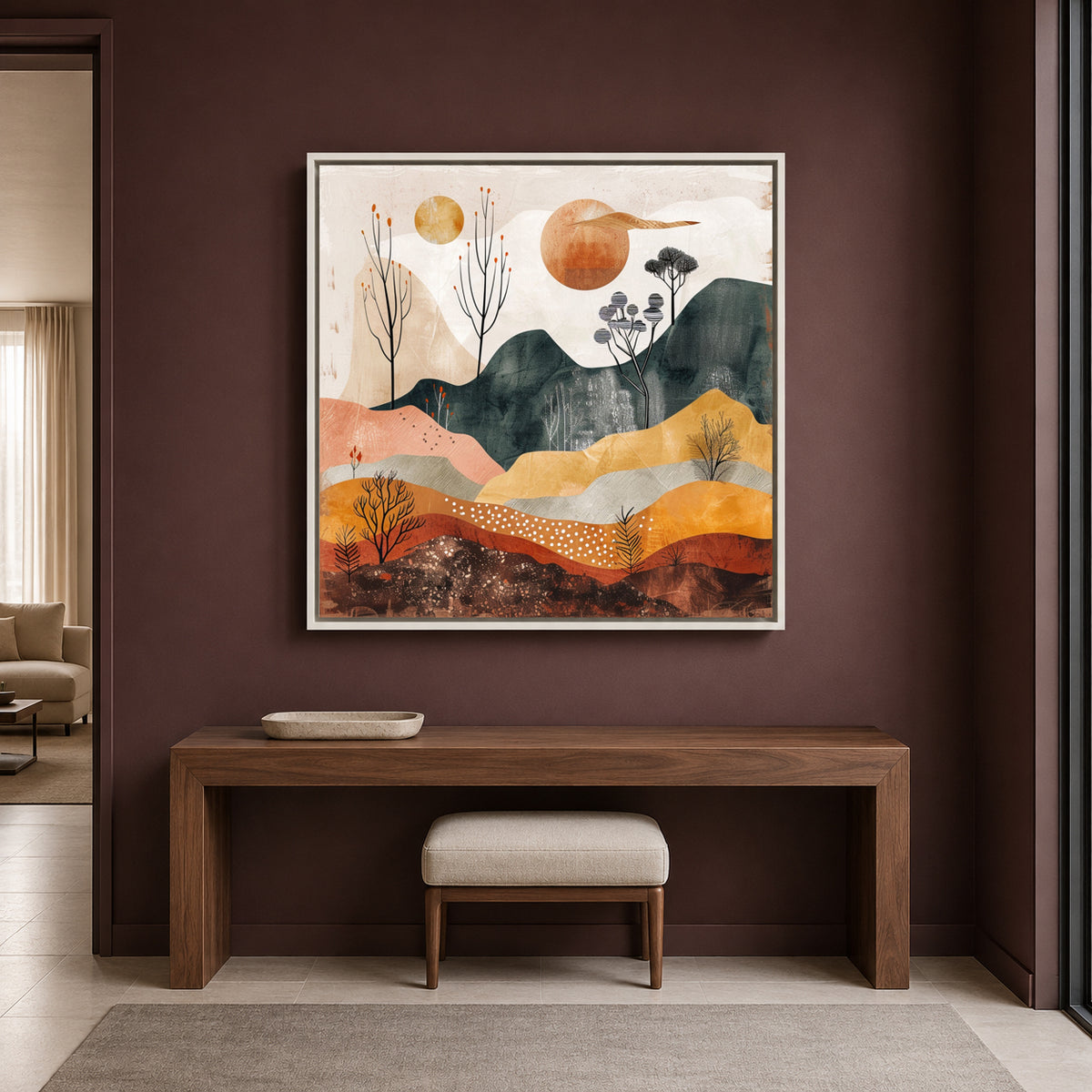 Boho Wall Art Painting Abstract Landscape Canvas for Home Decor