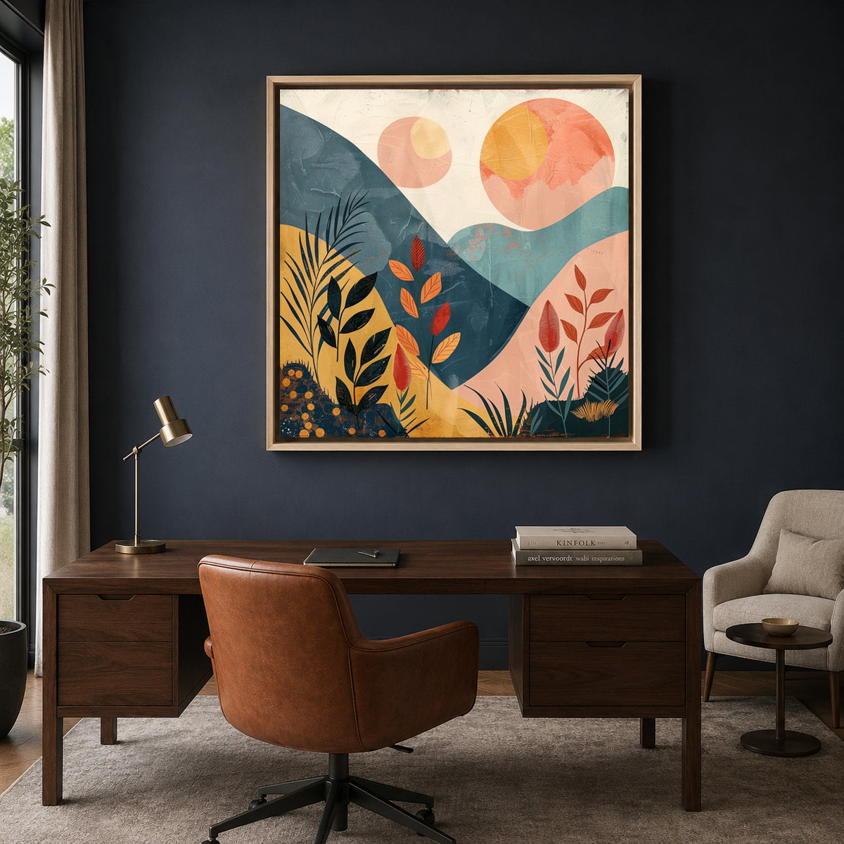 Boho Wall Art Painting Abstract Botanical Canvas for Home Decor