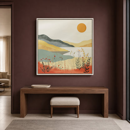 Boho Wall Art Painting Lake Landscape Canvas for Home Wall Decor