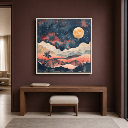 Boho Wall Art Painting Moon Landscape Canvas for Home Decor
