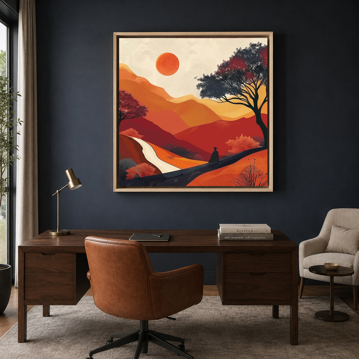 Boho Wall Art Sunset Landscape Canvas for Living Room Bedroom Decor