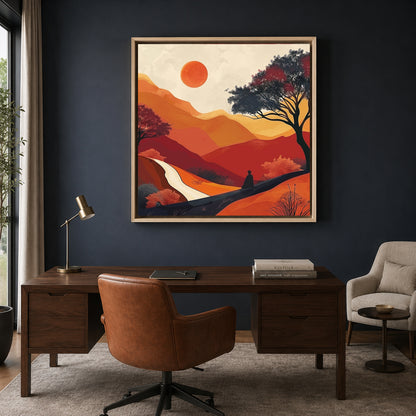 Boho Wall Art Sunset Landscape Canvas for Living Room Bedroom Decor