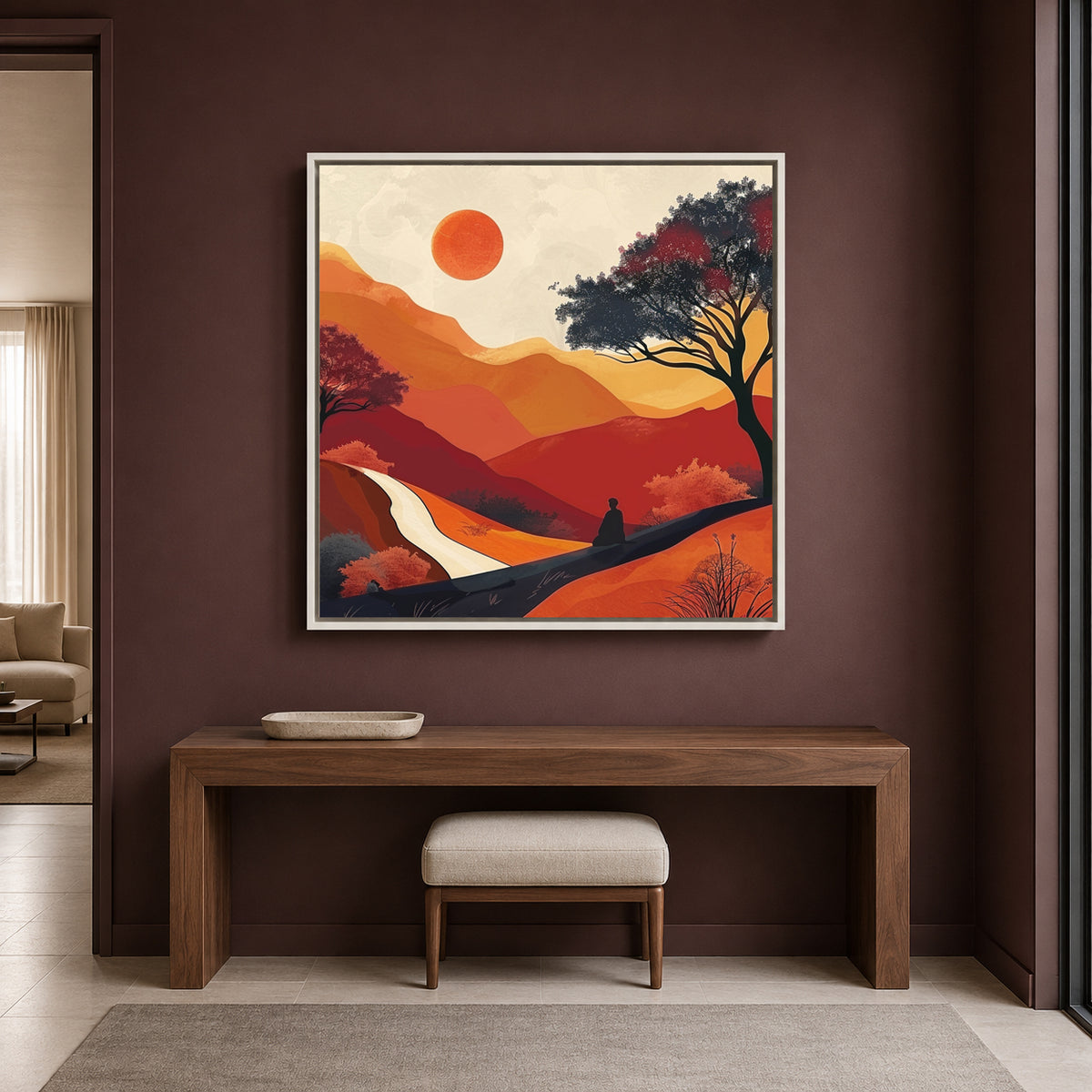 Boho Wall Art Sunset Landscape Canvas for Living Room Bedroom Decor