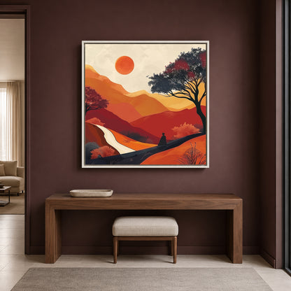 Boho Wall Art Sunset Landscape Canvas for Living Room Bedroom Decor
