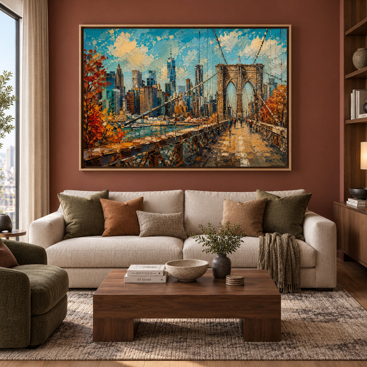Brooklyn Bridge Autumn Cityscape Canvas Art