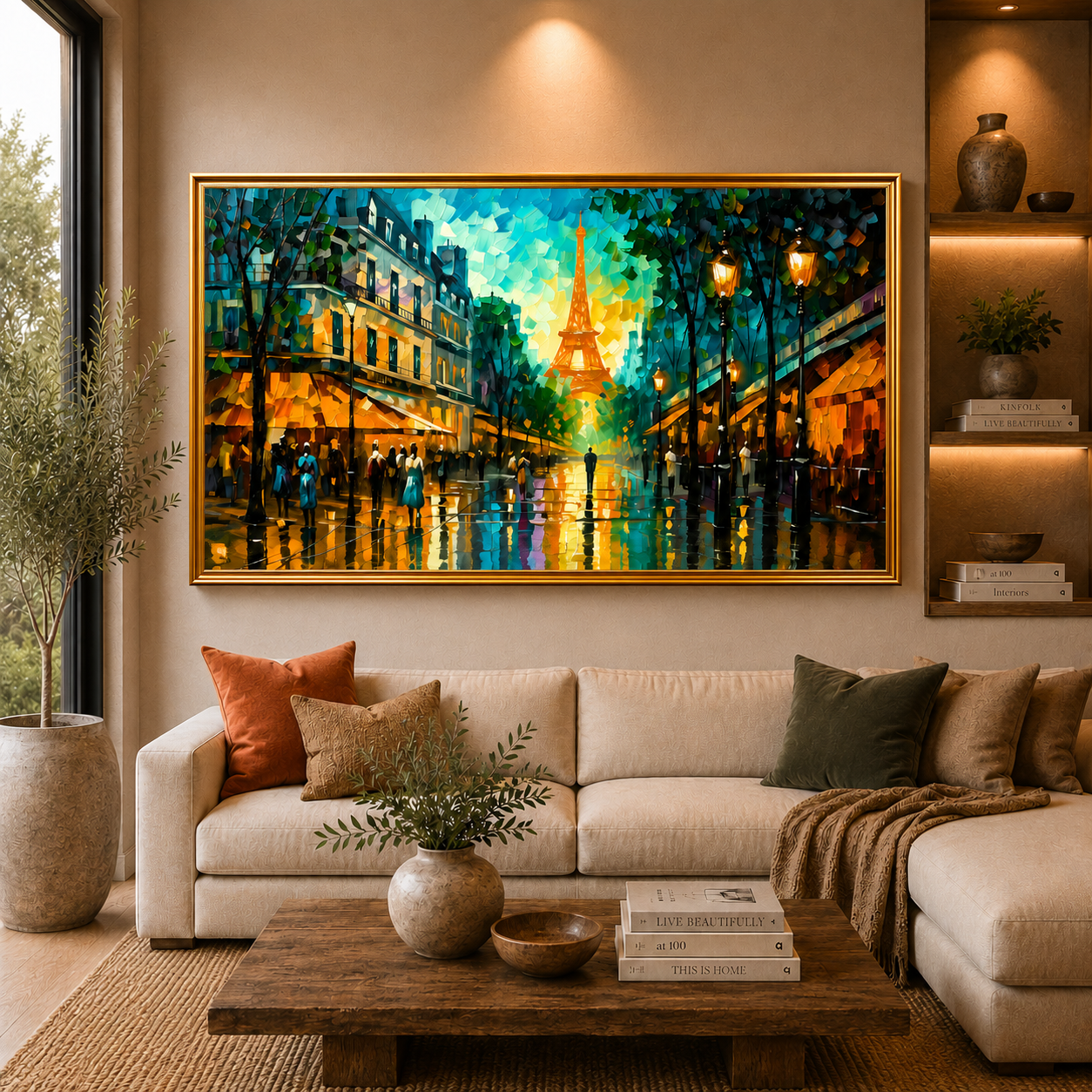 Paris Street Eiffel Tower Canvas Wall Art Painting For Home Decor