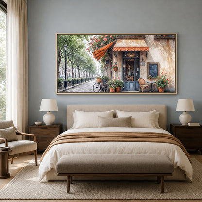 Paris Street Cafe Canvas Wall Art for Living Room Home Decor