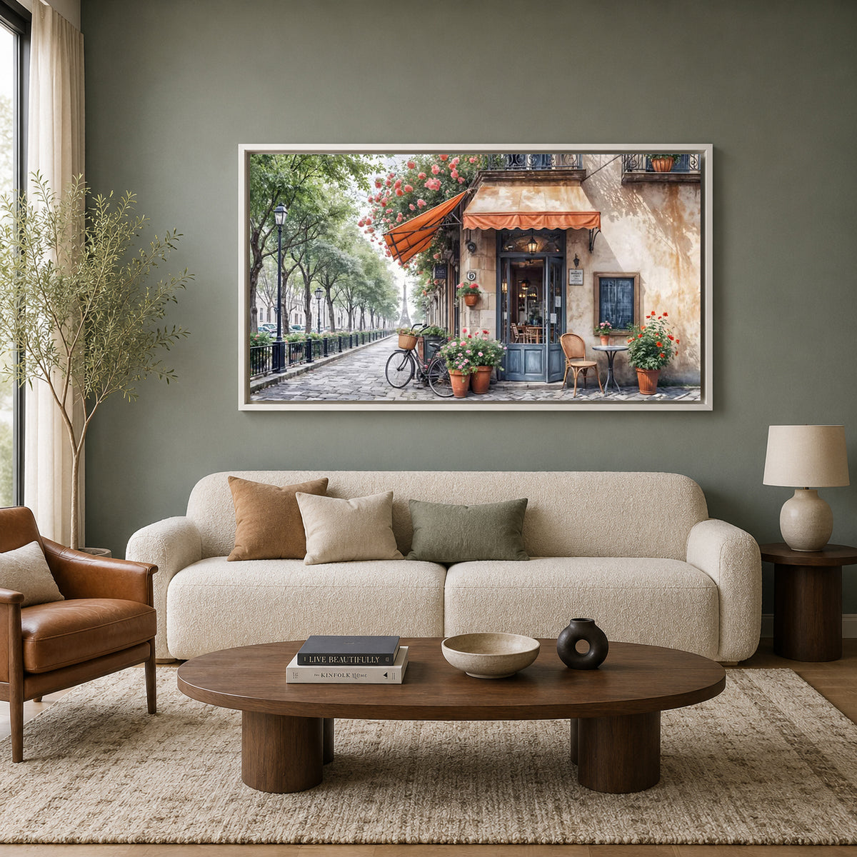 Paris Street Cafe Canvas Wall Art for Living Room Home Decor