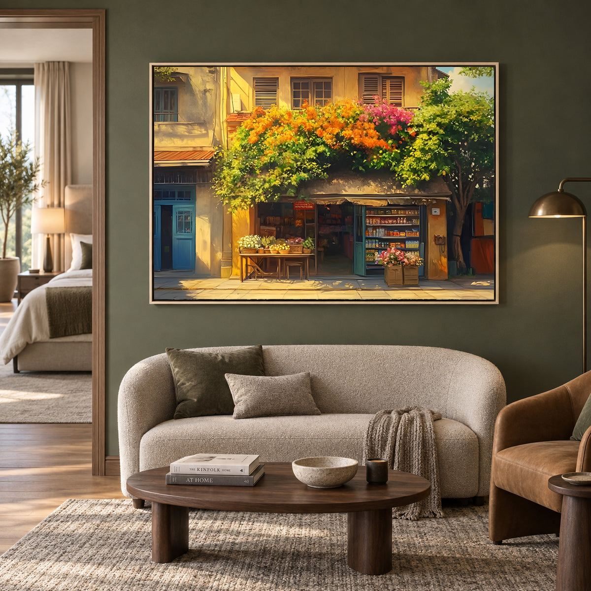 Flower Shop Street Canvas Wall Art for Living Room Home Decor