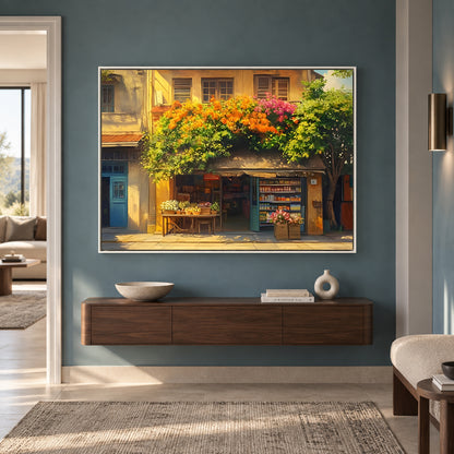 Flower Shop Street Canvas Wall Art for Living Room Home Decor
