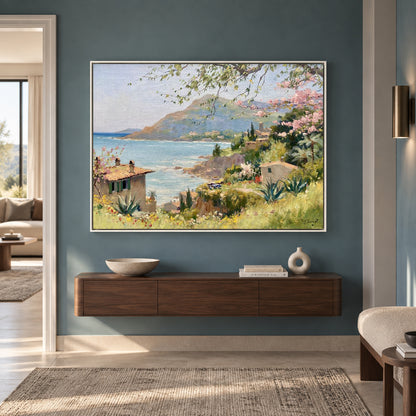 Mediterranean Coastal Landscape Canvas Wall Art for Living Room Decor