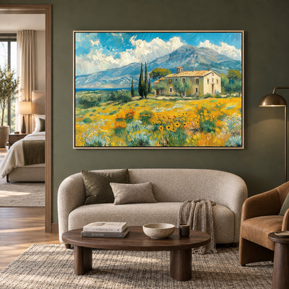 Tuscan Countryside Landscape Canvas Wall Art for Living Room Decor