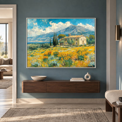 Tuscan Countryside Landscape Canvas Wall Art for Living Room Decor