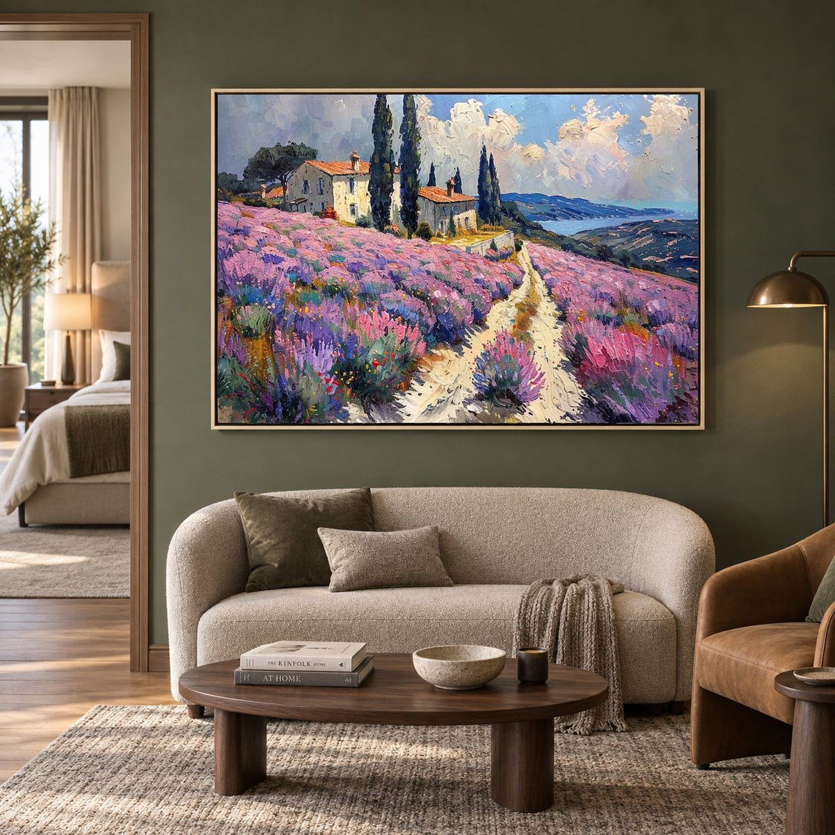 Lavender Fields Farmhouse Canvas Wall Art for Living Room Decor