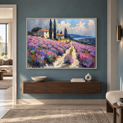 Lavender Fields Farmhouse Canvas Wall Art for Living Room Decor