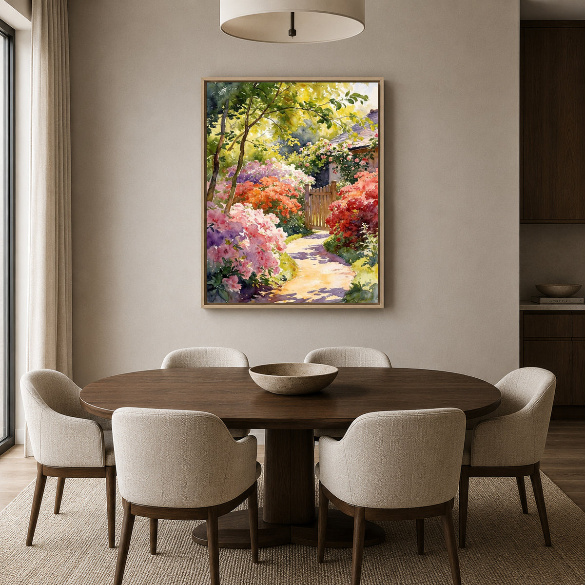 Blooming Garden Path Canvas Wall Art Floral Landscape Painting