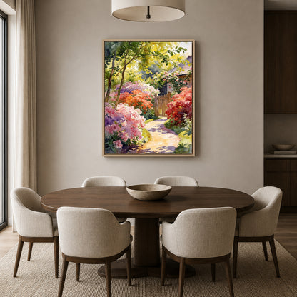 Blooming Garden Path Canvas Wall Art Floral Landscape Painting