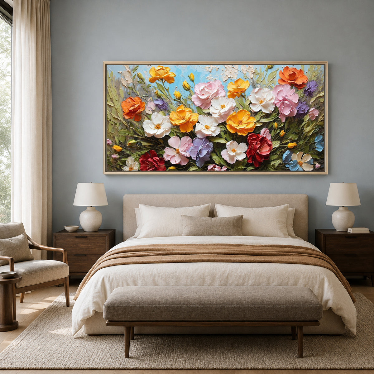 Colorful Bloom Garden Canvas Wall Art for Luxury Modern Interiors