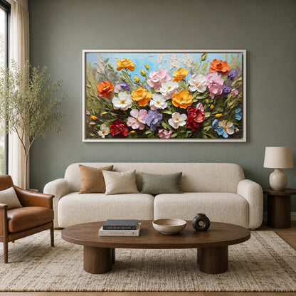 Colorful Bloom Garden Canvas Wall Art for Luxury Modern Interiors