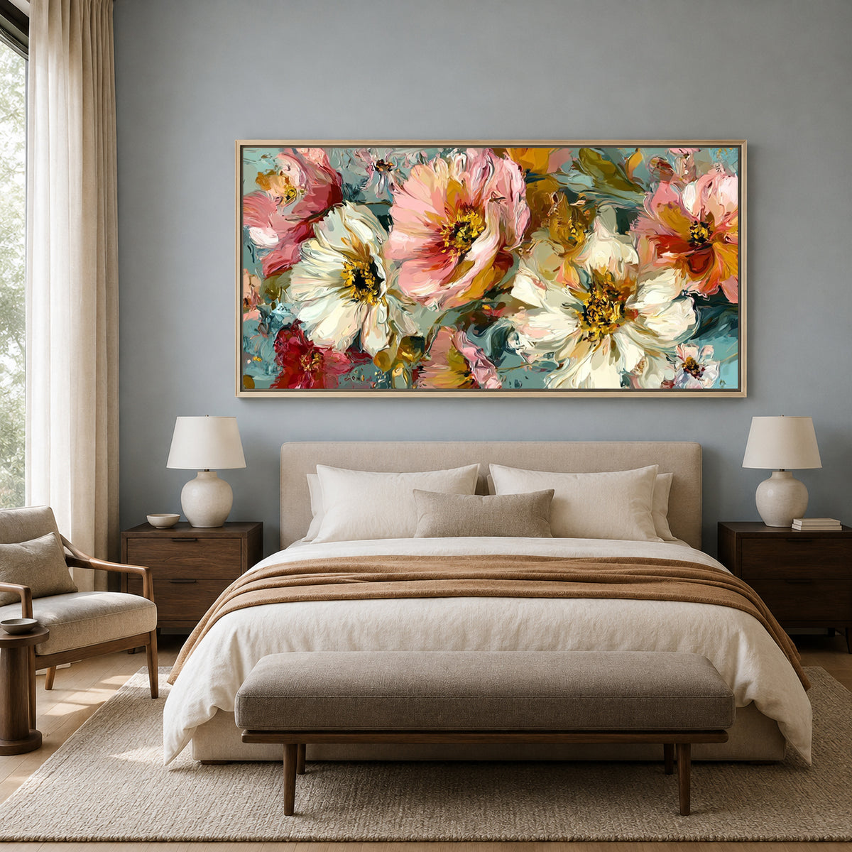 Elegant Abstract Floral Canvas Wall Art for Modern Luxury Spaces