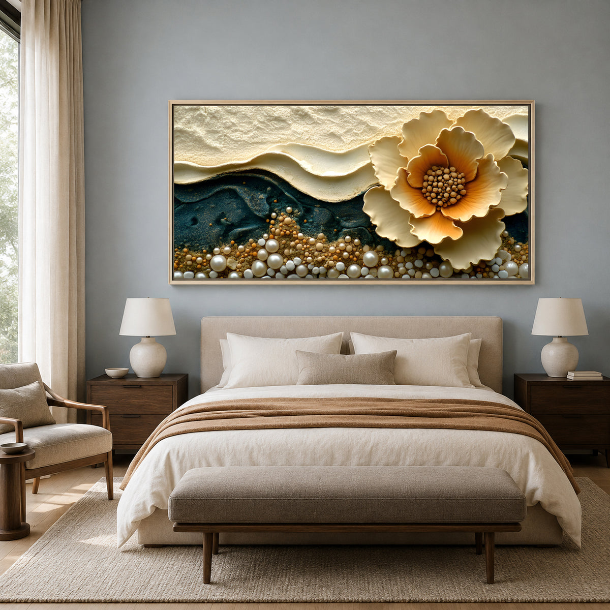 Luxury 3D Floral Abstract Wall Art for Modern Living Room