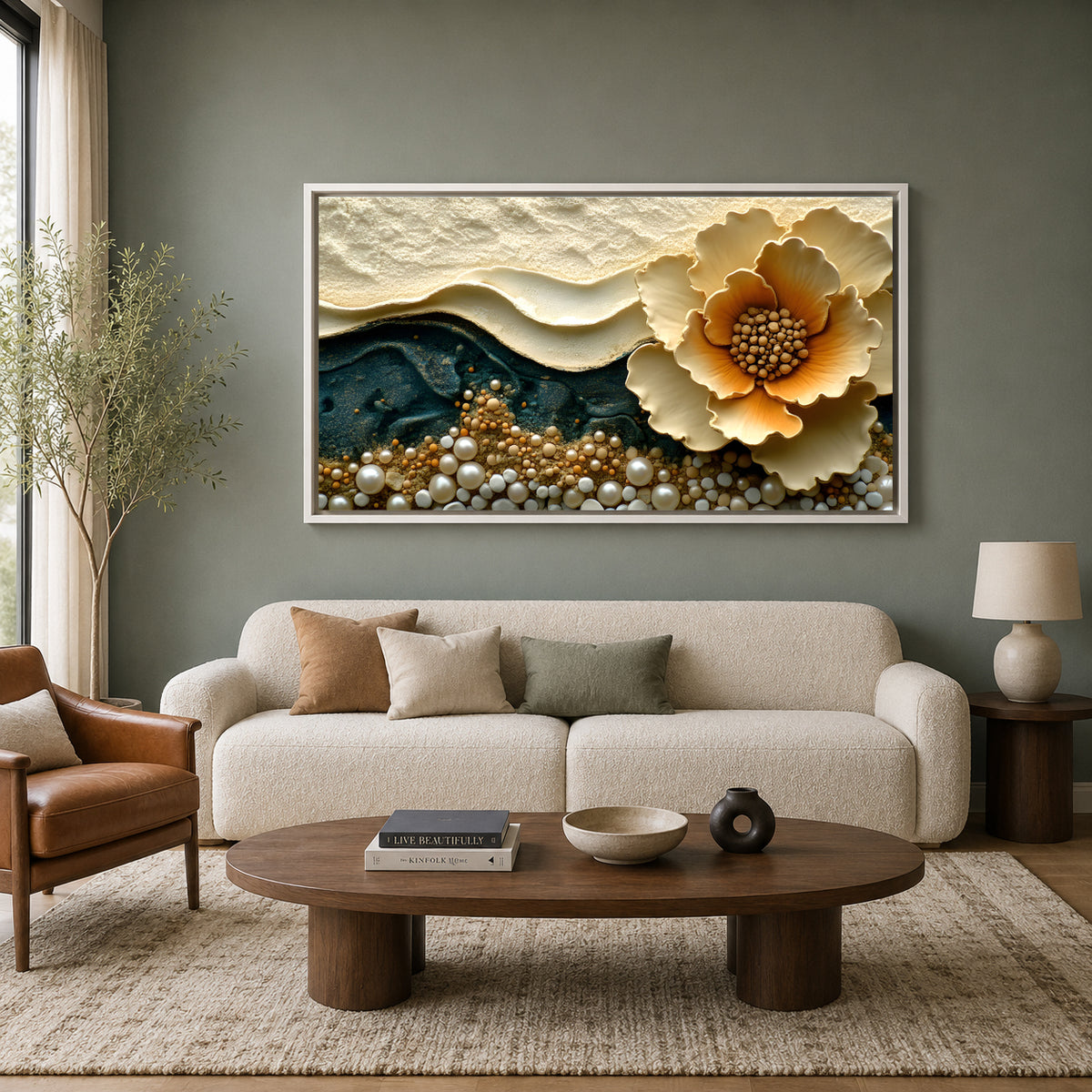 Luxury 3D Floral Abstract Wall Art for Modern Living Room