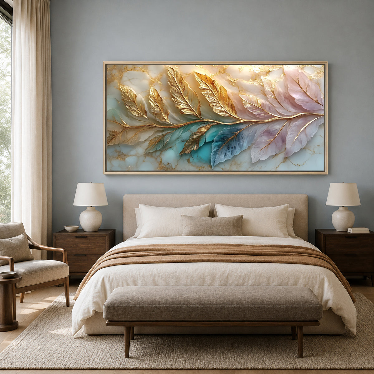 Luxury Gold Leaf Abstract Wall Art for Elegant Modern Interiors