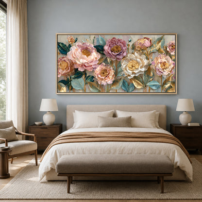 Luxury Blush Pink Floral Wall Art Canvas for Elegant Home Décor